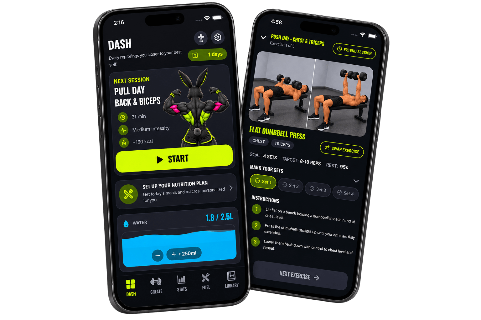 Pump Bunny app screens